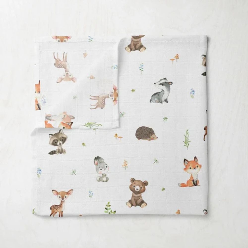 Woodland Animals Muslin Cloth by BabyBells